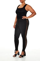 Plus Lace-Up Leggings