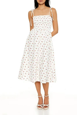 Floral Print A-Line Midi Dress