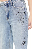 Studded High-Rise Straight Jeans