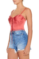 Satin Lace-Up Bustier Cami