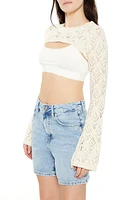 Scalloped Open-Knit Shrug Sweater
