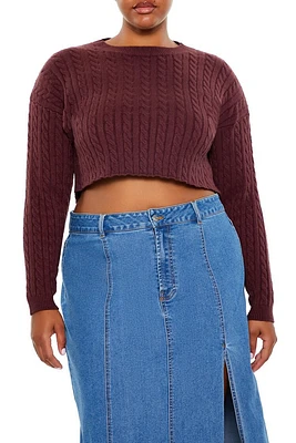 Plus Cable Knit Cropped Sweater