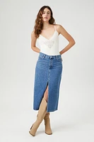 Ribbed Lace-Trim Cami Bodysuit
