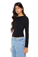 Pointelle Knit Long-Sleeve Top