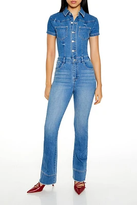 Flare Leg Denim Jumpsuit