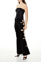 Floral Cutout Flare Pants