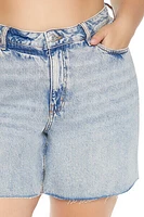 Plus Raw-Cut Denim Shorts