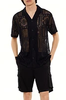 Allover Lace Pattern Button-Down Shirt