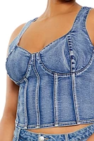 Plus Denim Sweetheart Crop Top