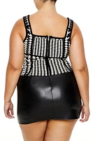 Plus Sweater-Knit Houndstooth Tank Top