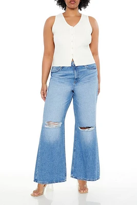 Plus Destroyed Flare Jeans