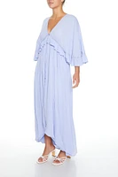 Butterfly-Sleeve Flounce Maxi Dress