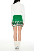 Christmas Sweater-Knit Mini Skirt