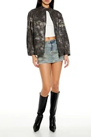 Oil Wash Faux Leather Moto Jacket