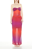 Mesh Tie-Dye Top & Maxi Skirt Set