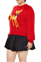 Plus Bow Deer Sweater