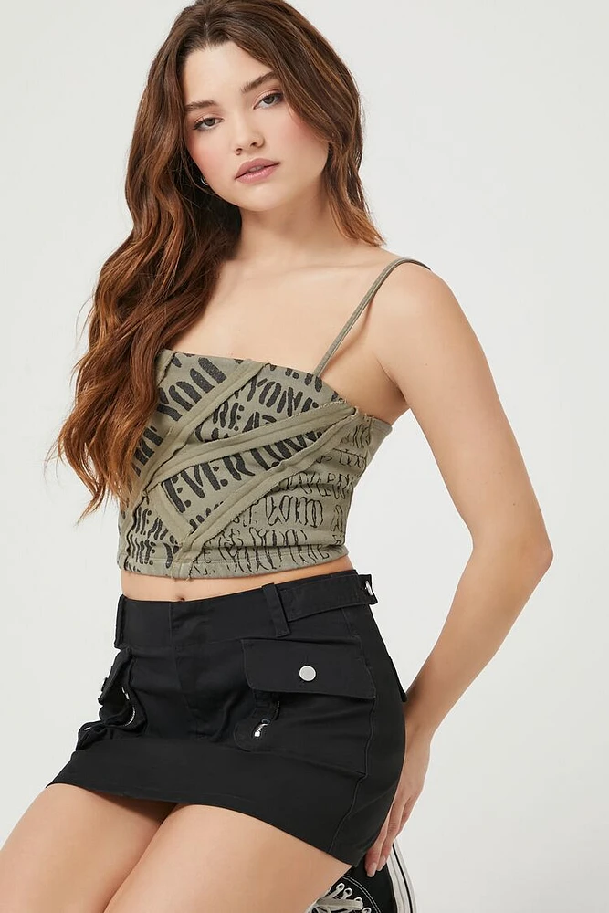 Reworked Lace-Up Cropped Cami