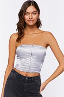 Satin Hook-and-Eye Corset Crop Top