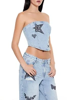 Tattoo Denim Graphic Tube Top