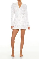 Lace-Trim Floral Tie-Waist Robe