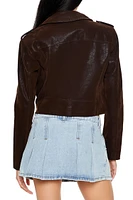 Faux Leather Belted Moto Jacket