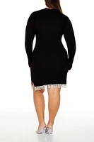 Plus Rhinestone Fringe Mini Sweater Dress