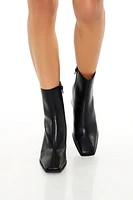 Faux Leather Square-Toe Booties