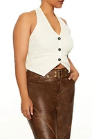 Plus Sweater-Knit Halter Top