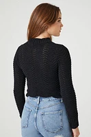 Cropped Open-Knit Sweater