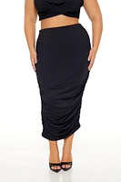 Plus Ruched Crop Top & Skirt Set