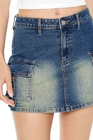 Denim Straight Cargo Mini Skirt