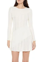 Asymmetrical Eyelet Mini Dress