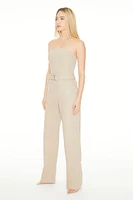 Strapless Belted Denim Jumpsuit