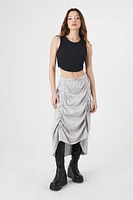 Satin Drawstring Midi Skirt