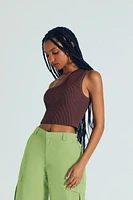 Sweater-Knit One-Shoulder Crop Top