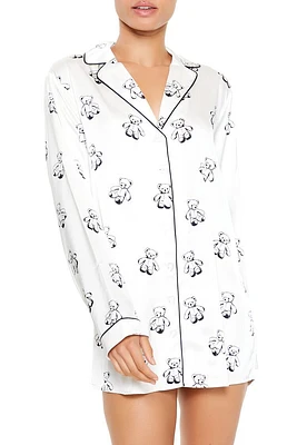 Teddy Bear Pajama Shirt Dress