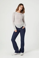 Ribbed Knit Dolphin-Hem Top