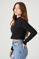 Cropped Open-Knit Sweater