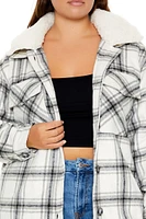 Plus Faux Shearling Plaid Shacket