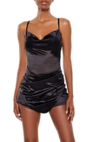 Satin Cowl Neck Wrap Romper