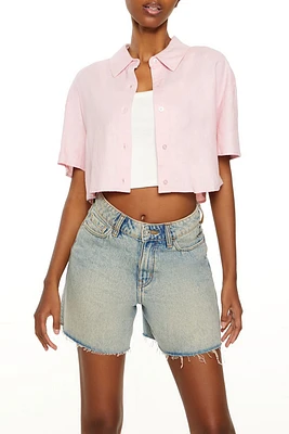 Cropped Linen-Blend Shirt