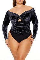 Plus Off-the-Shoulder Velvet Bodysuit