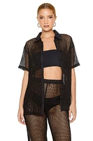 Sheer Crochet Shirt & Pants Set