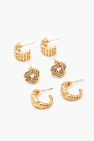 Twisted Stud & Hoop Earring Set