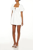 Puff-Sleeve Bubble-Hem Mini Dress