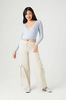 Ribbed Lace-Trim Crop Top