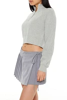 Raglan Half-Zip Cropped Sweater