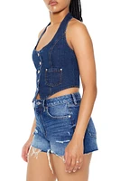 Denim Halter Crop Top