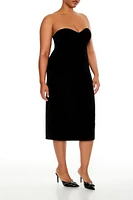 Plus Velvet Sweetheart Midi Tube Dress