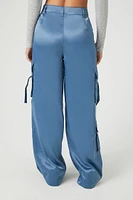 Satin Wide-Leg Cargo Pants